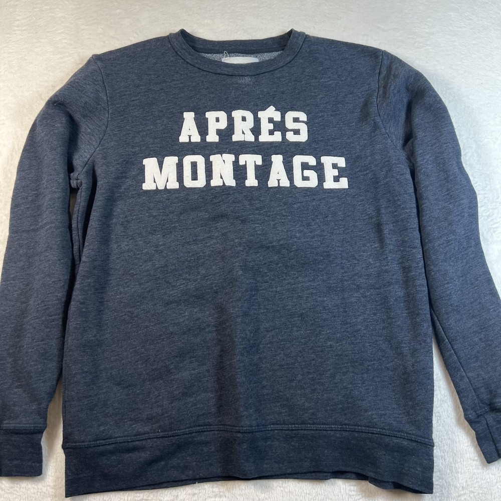 Sol Angeles Sweatshirt Mens Small Blue Pullover Après Montage Ski Graphic Fleece